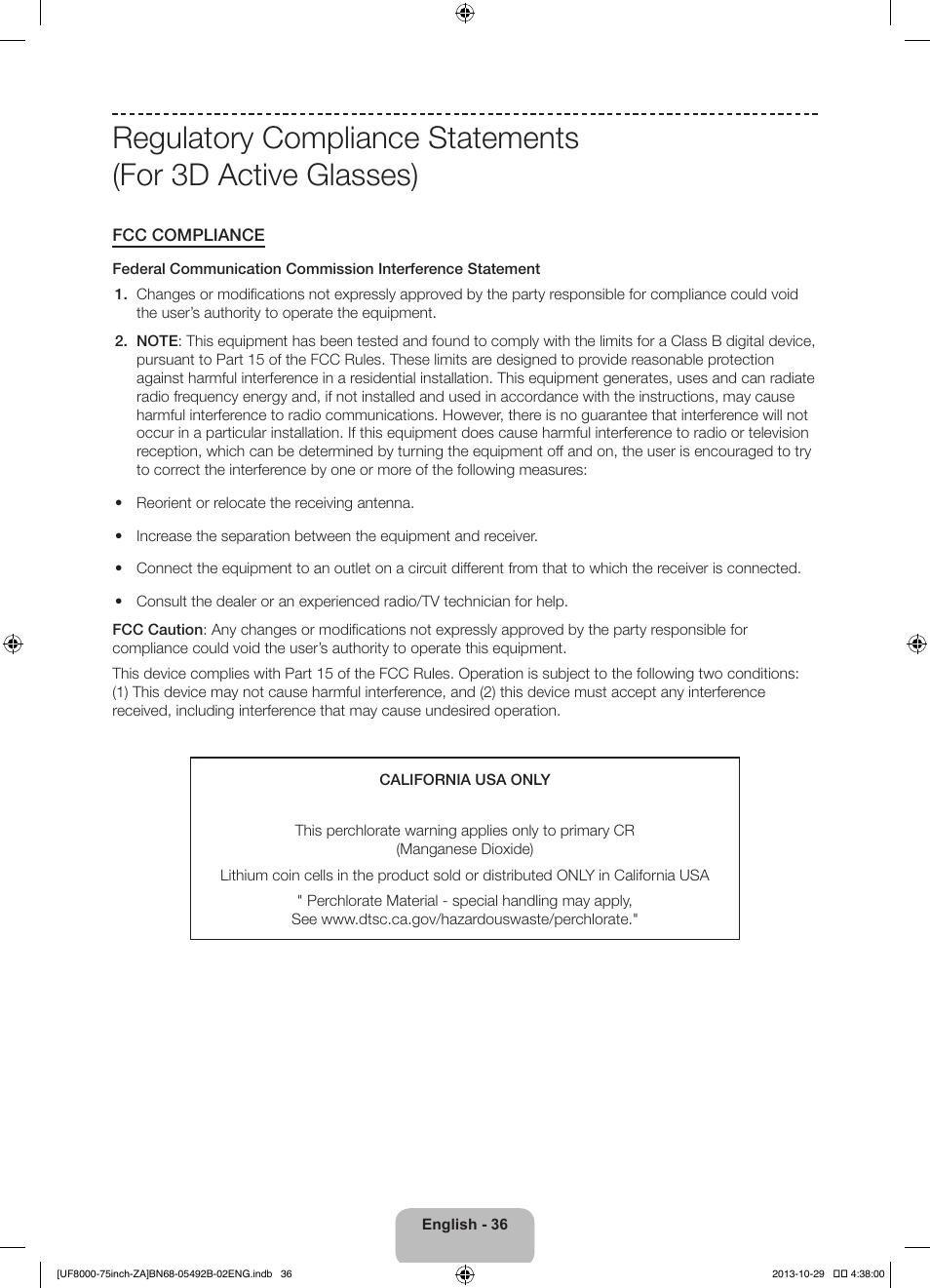 Samsung UN75F8000AFXZA User Manual | Page 36 / 40