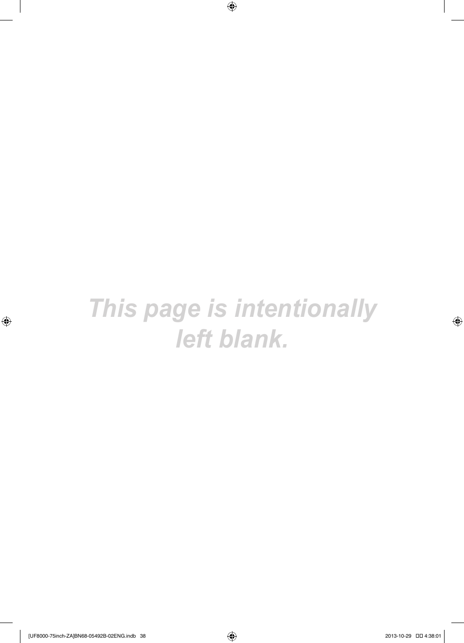 This page is intentionally left blank | Samsung UN75F8000AFXZA User Manual | Page 38 / 40