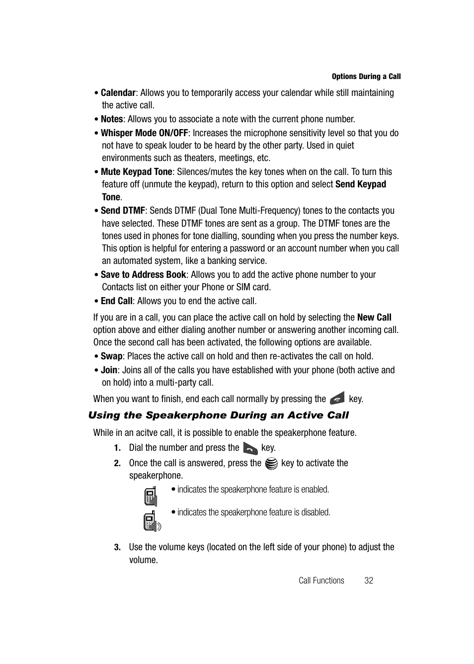 Using the speakerphone during an active call | Samsung SGH-A747BBAATT User Manual | Page 35 / 194