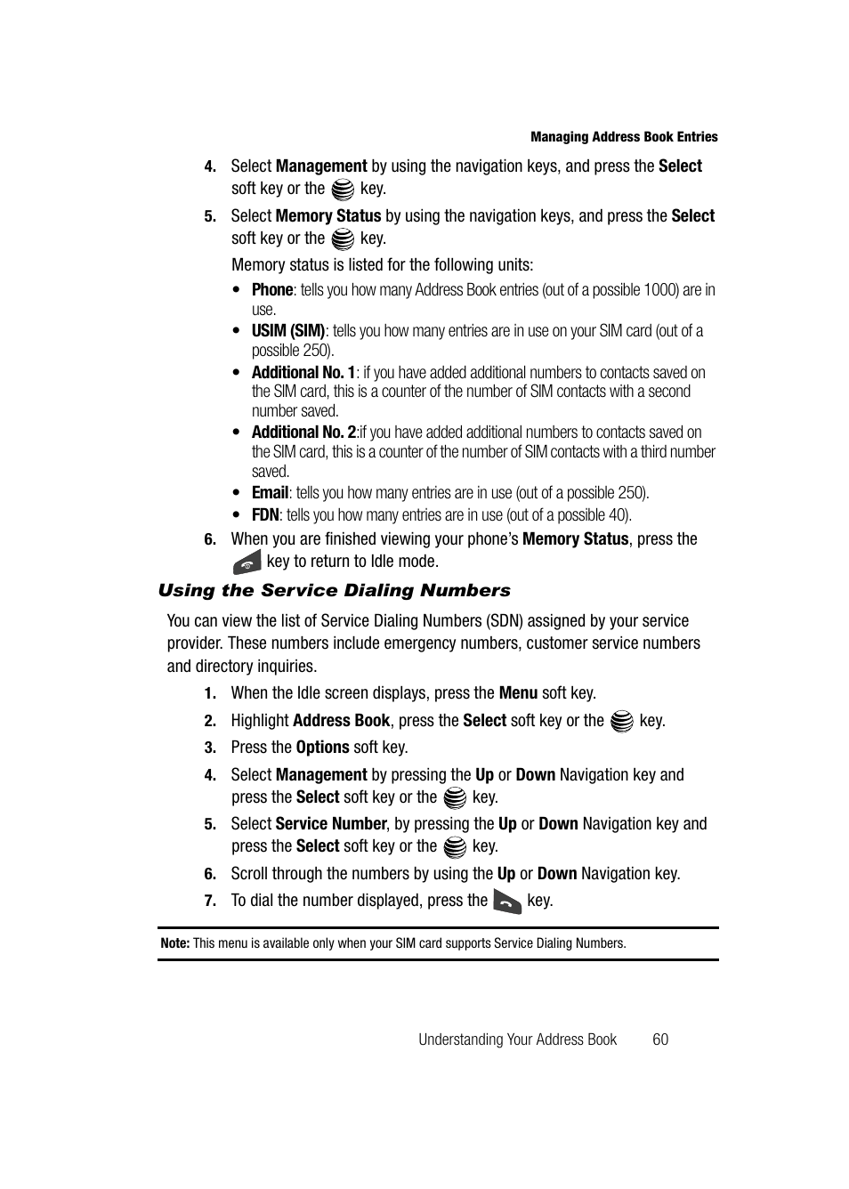 Using the service dialing numbers | Samsung SGH-A747BBAATT User Manual | Page 63 / 194