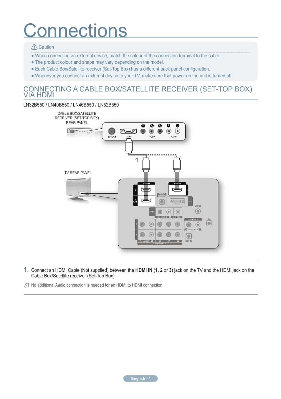 Connections | Samsung LN32B550K1FXZA User Manual | Page 2 / 10