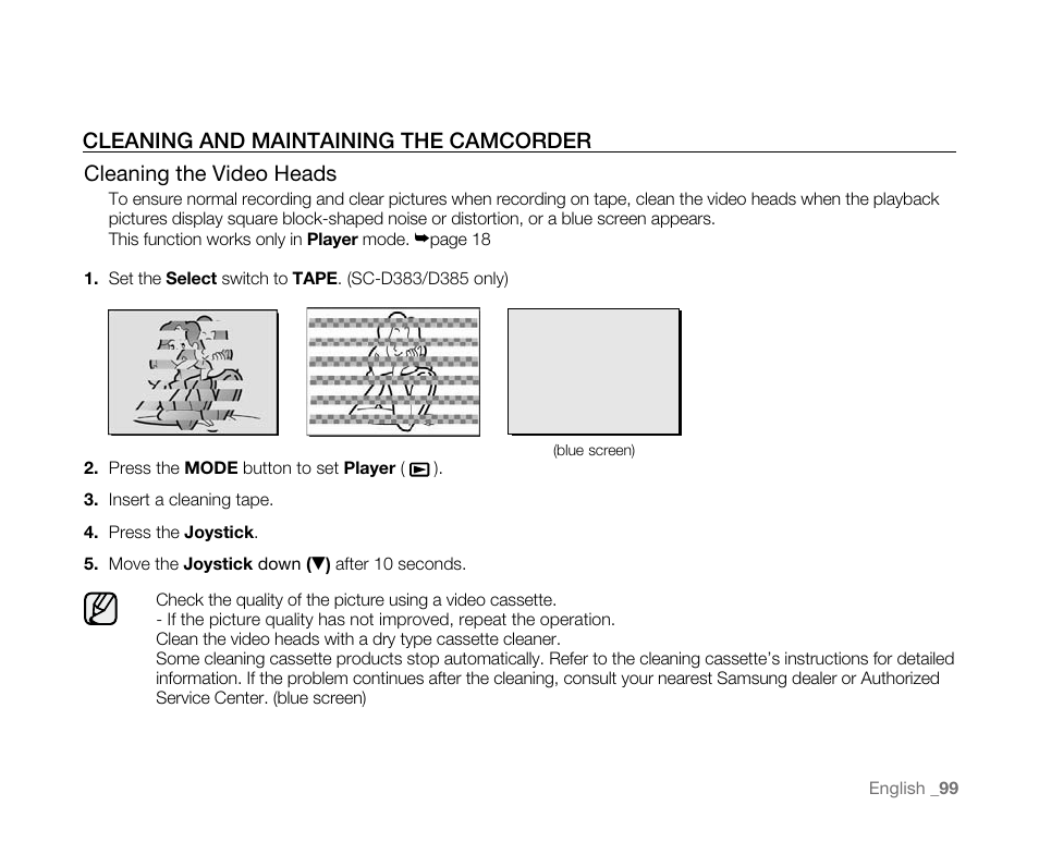 Cleaning and maintaining the camcorder | Samsung SC-D382-XAA User Manual | Page 107 / 115