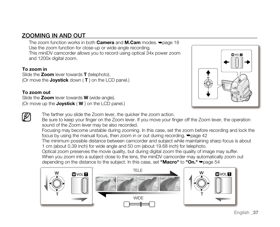 Zoominginandout | Samsung SC-D382-XAA User Manual | Page 45 / 115