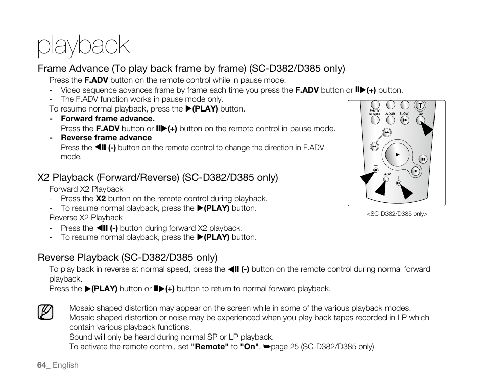 Playback | Samsung SC-D382-XAA User Manual | Page 72 / 115