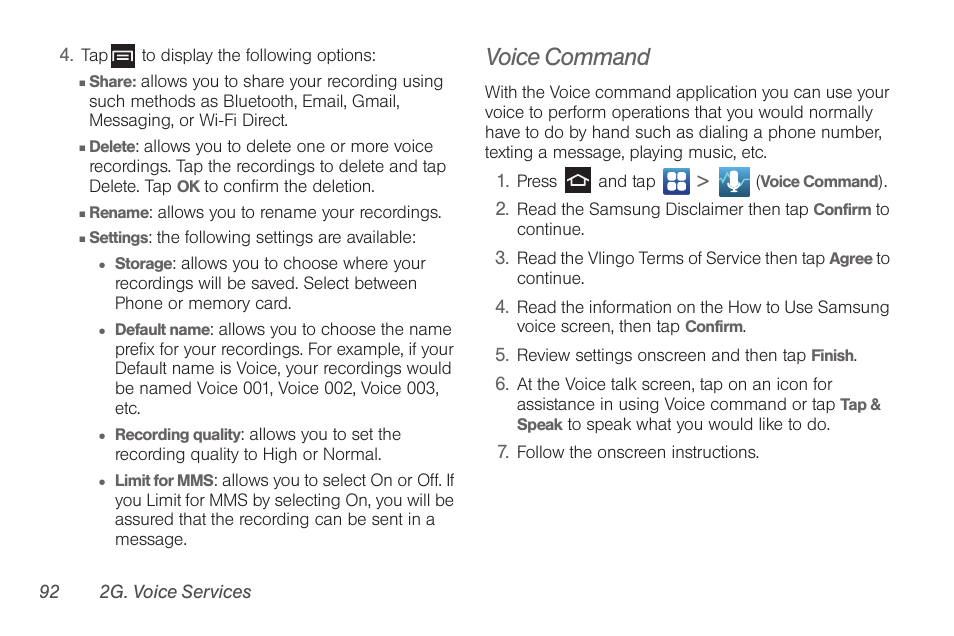 Voice command | Samsung SPH-D710AAABST User Manual | Page 106 / 204