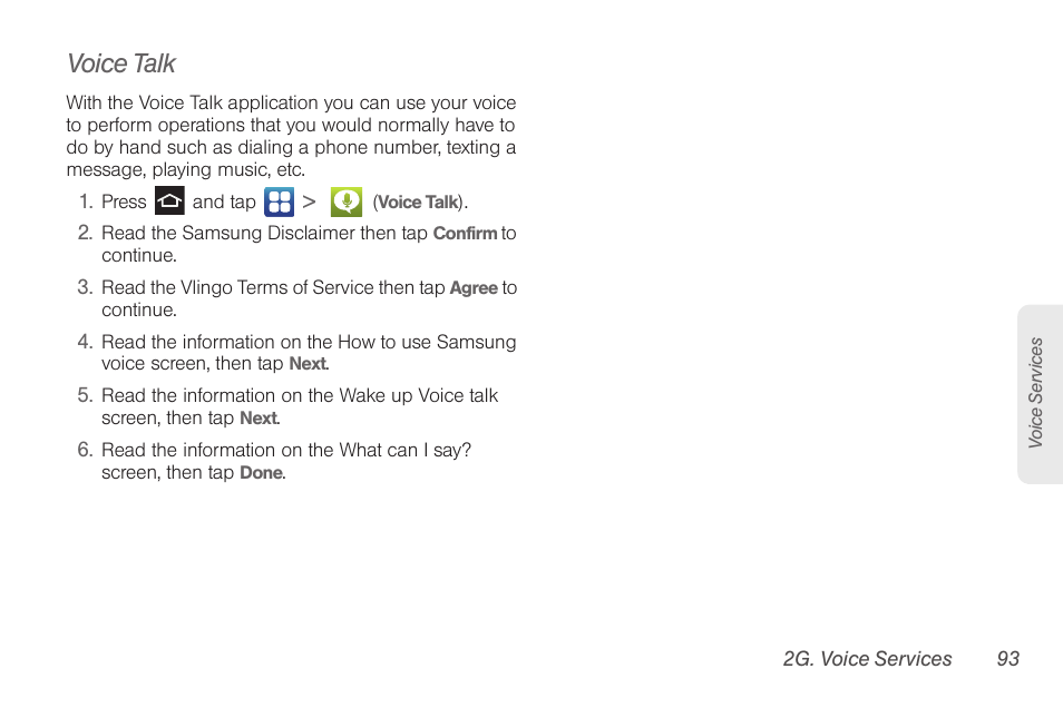Voice talk | Samsung SPH-D710AAABST User Manual | Page 107 / 204