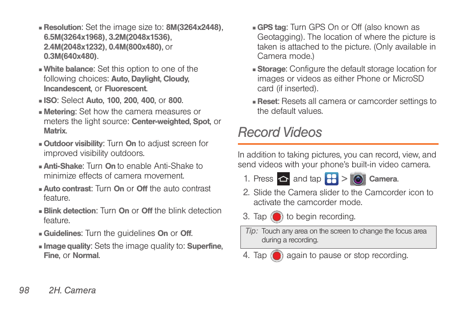 Record videos | Samsung SPH-D710AAABST User Manual | Page 112 / 204