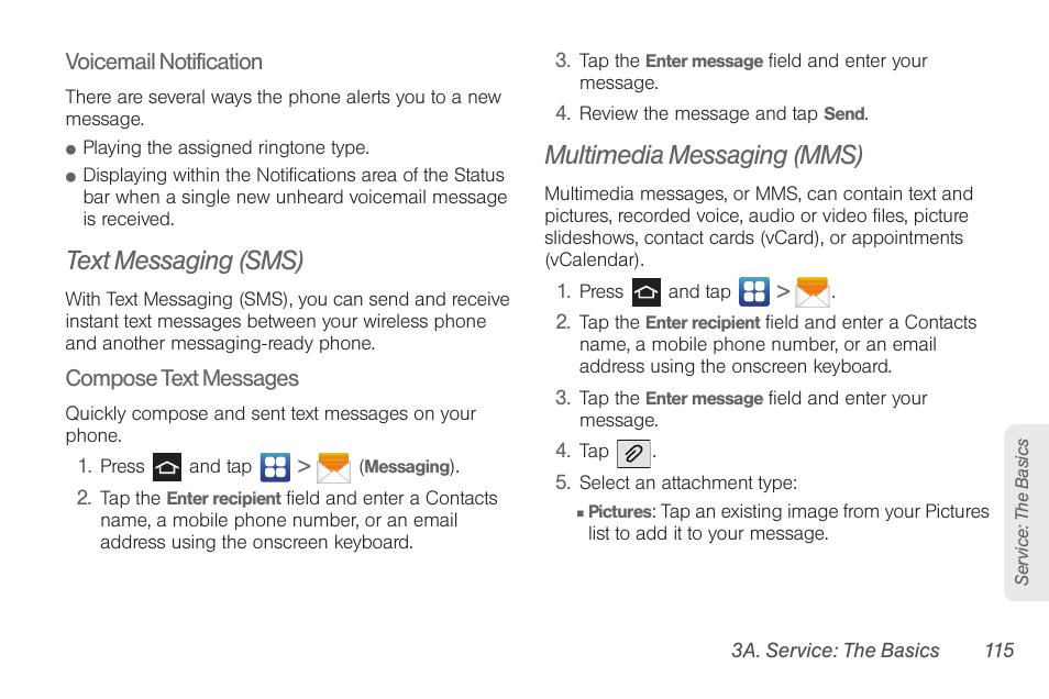 Text messaging (sms), Multimedia messaging (mms) | Samsung SPH-D710AAABST User Manual | Page 129 / 204