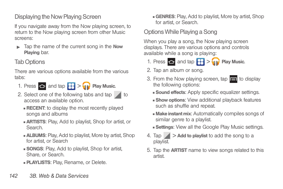 Displaying the now playing screen, Tab options, Options while playing a song | Samsung SPH-D710AAABST User Manual | Page 156 / 204