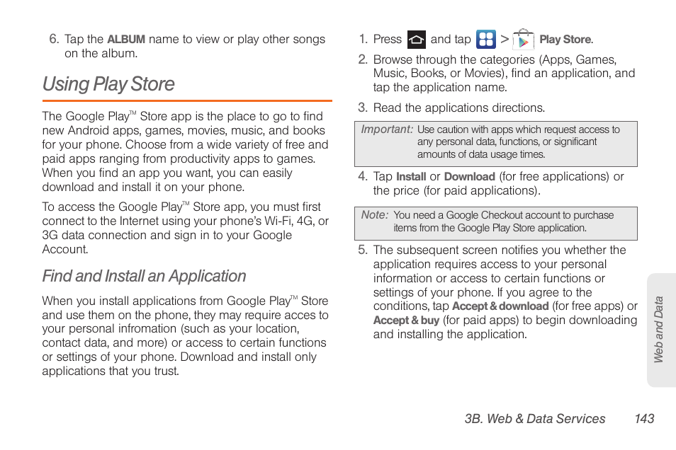 Using play store, Find and install an application | Samsung SPH-D710AAABST User Manual | Page 157 / 204