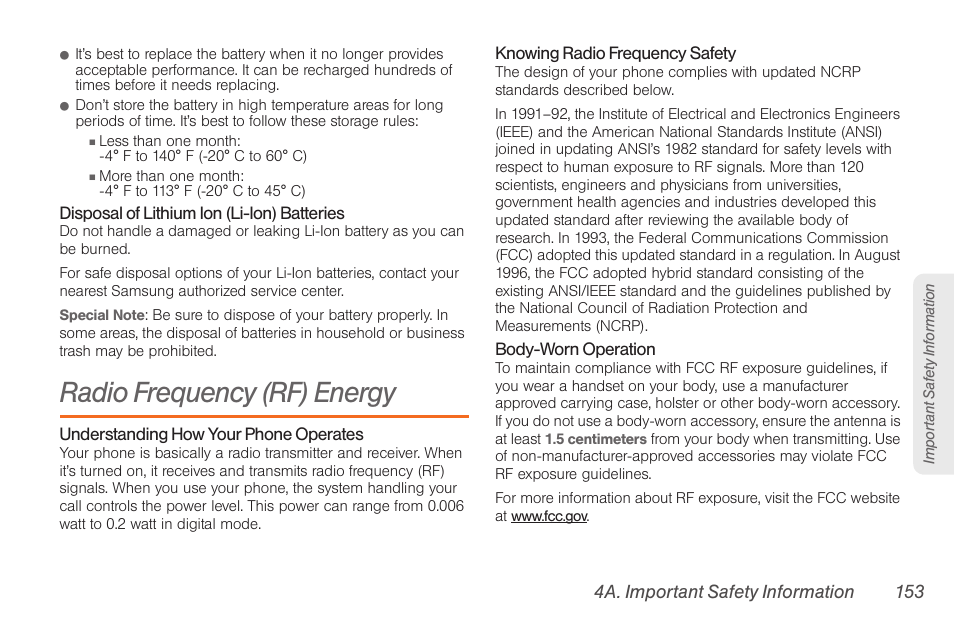 Radio frequency (rf) energy | Samsung SPH-D710AAABST User Manual | Page 167 / 204