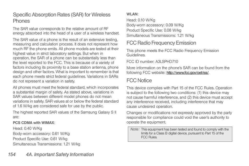 Fcc radio frequency emission, Fcc notice | Samsung SPH-D710AAABST User Manual | Page 168 / 204