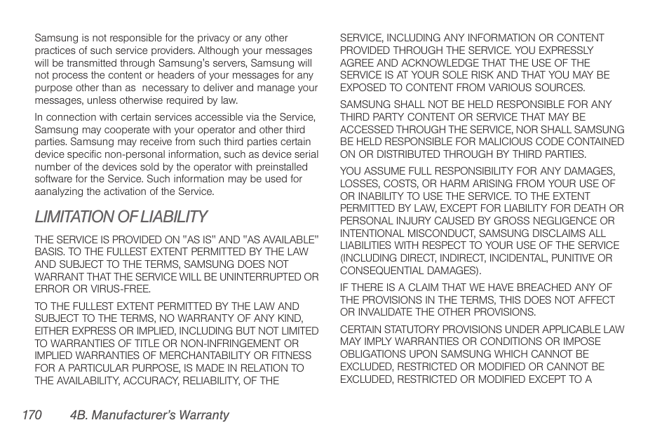 Limitation of liability | Samsung SPH-D710AAABST User Manual | Page 184 / 204