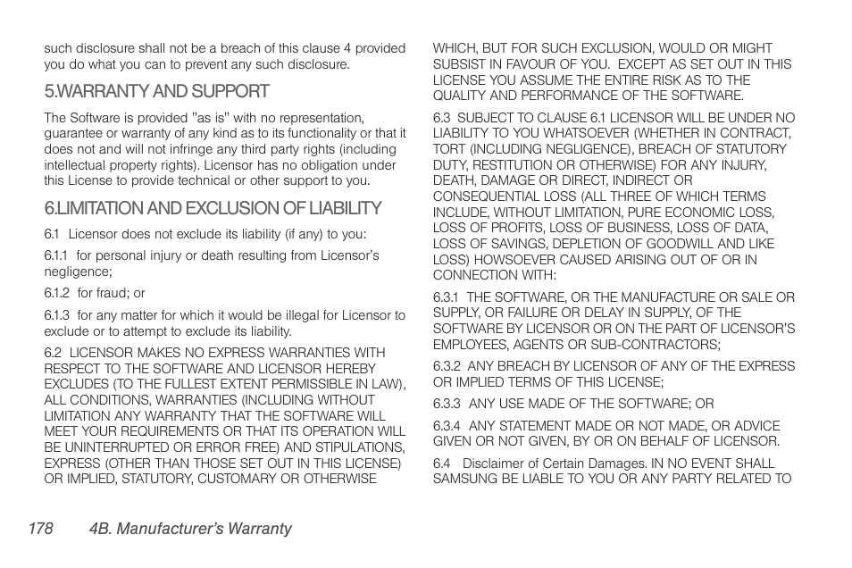 Warranty and support, Limitation and exclusion of liability | Samsung SPH-D710AAABST User Manual | Page 192 / 204