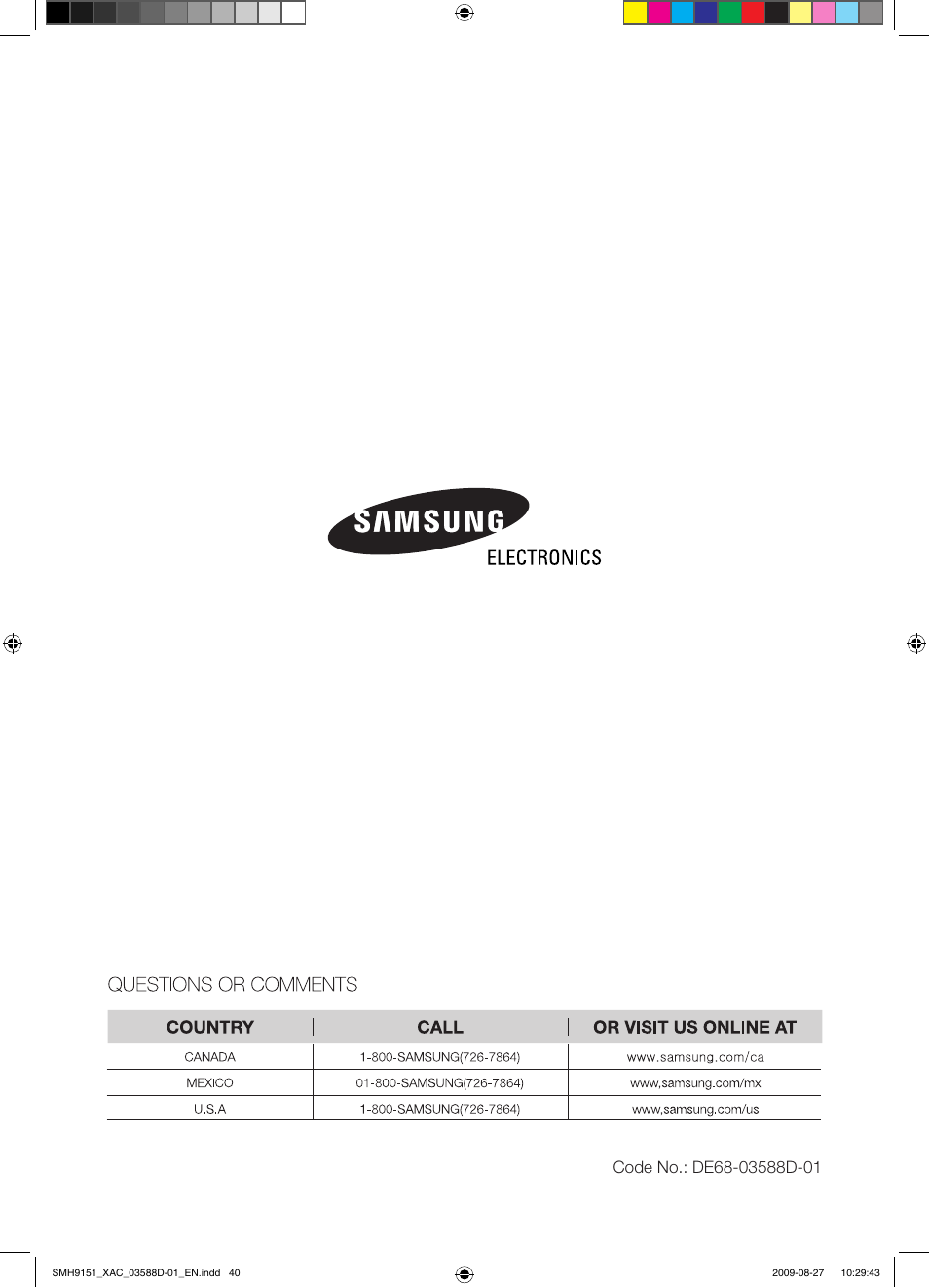 Samsung SMH9151W-XAC User Manual | Page 40 / 40