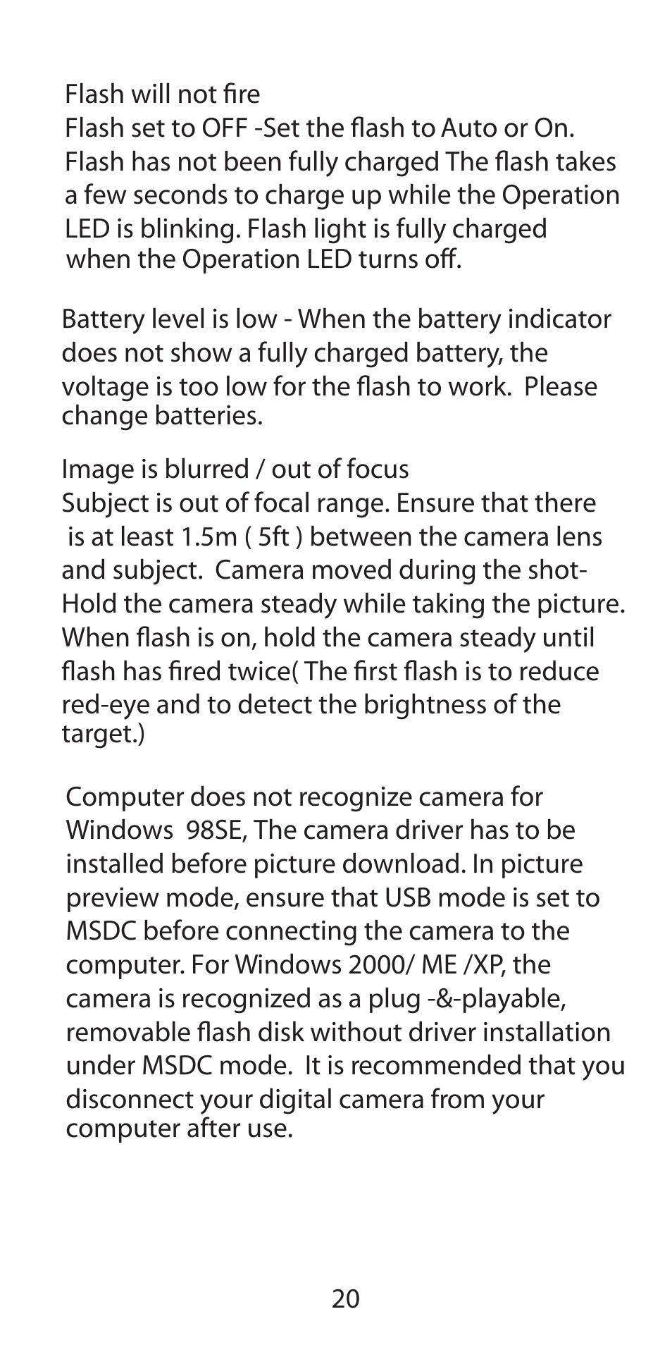 Argus Camera DC-3190 User Manual | Page 20 / 21