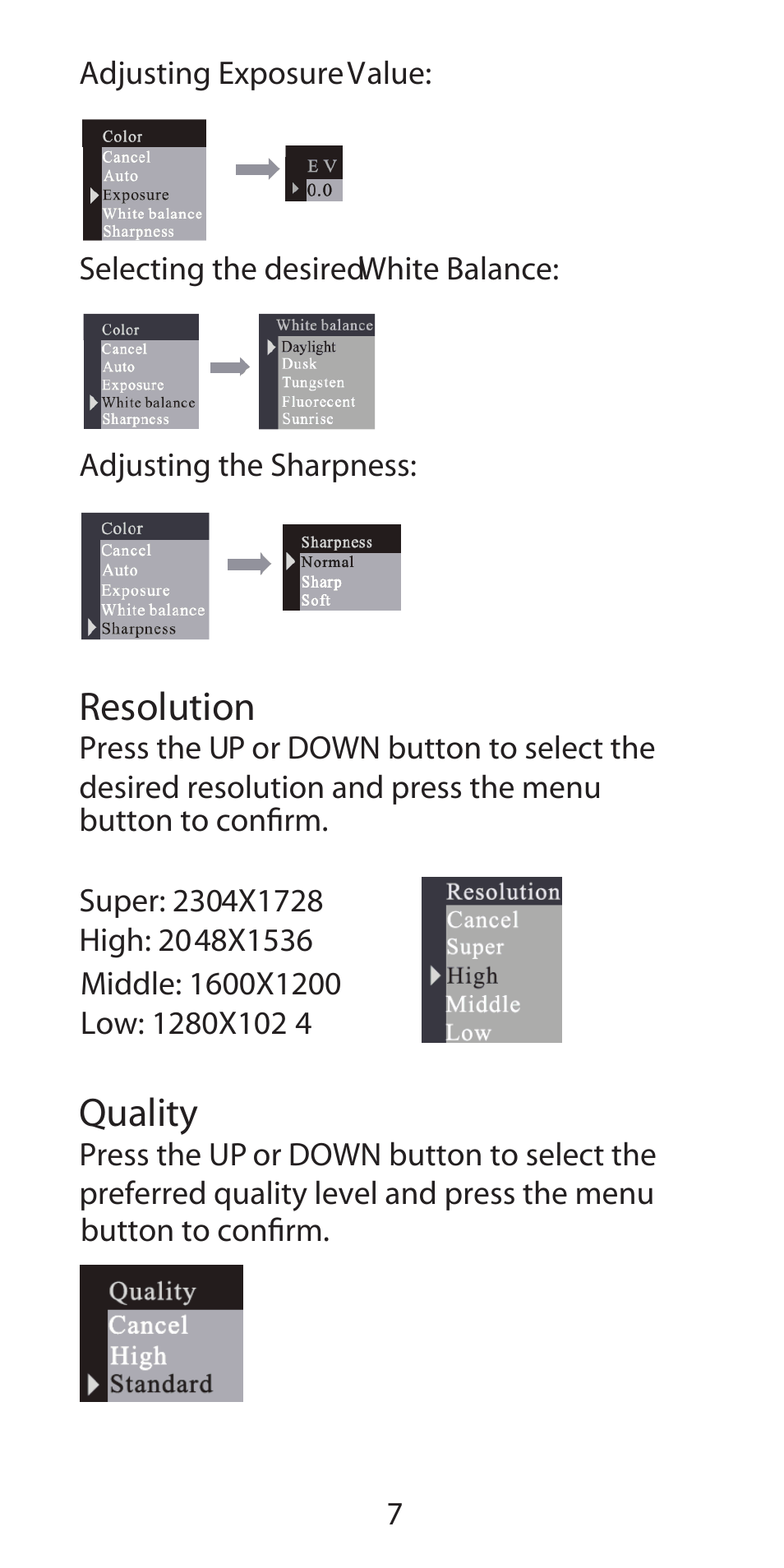 Resolution, Quality | Argus Camera DC-3190 User Manual | Page 7 / 21