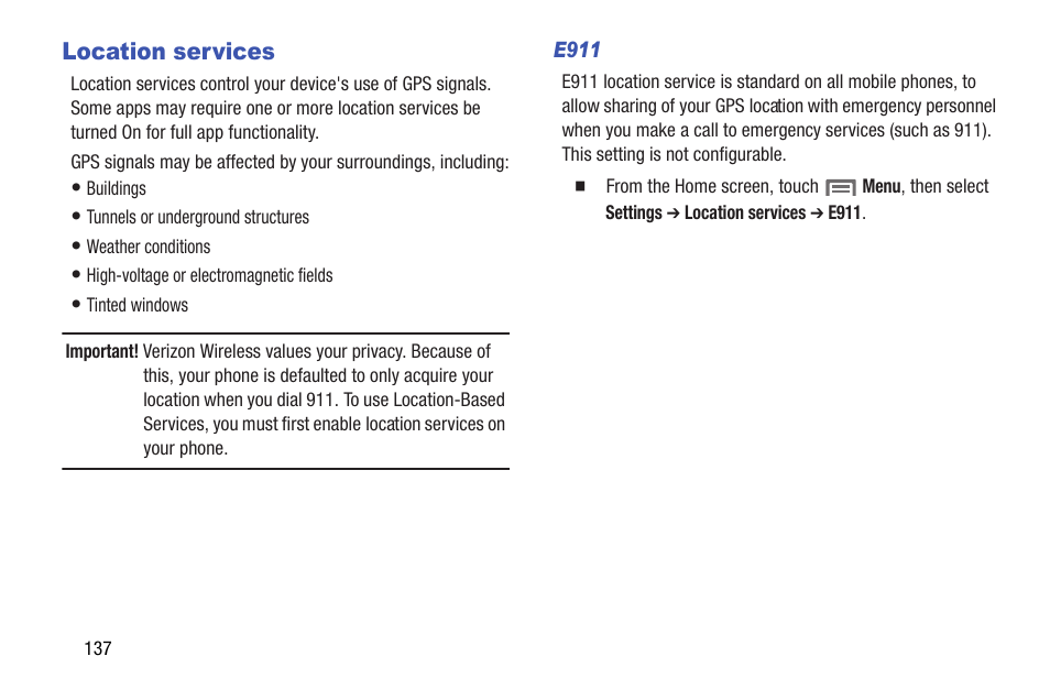 Location services | Samsung SCH-I535RWBVZW User Manual | Page 143 / 204