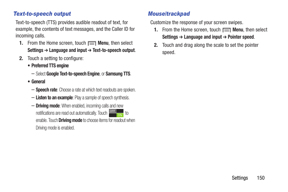 See “text-to-speech output | Samsung SCH-I535RWBVZW User Manual | Page 156 / 204