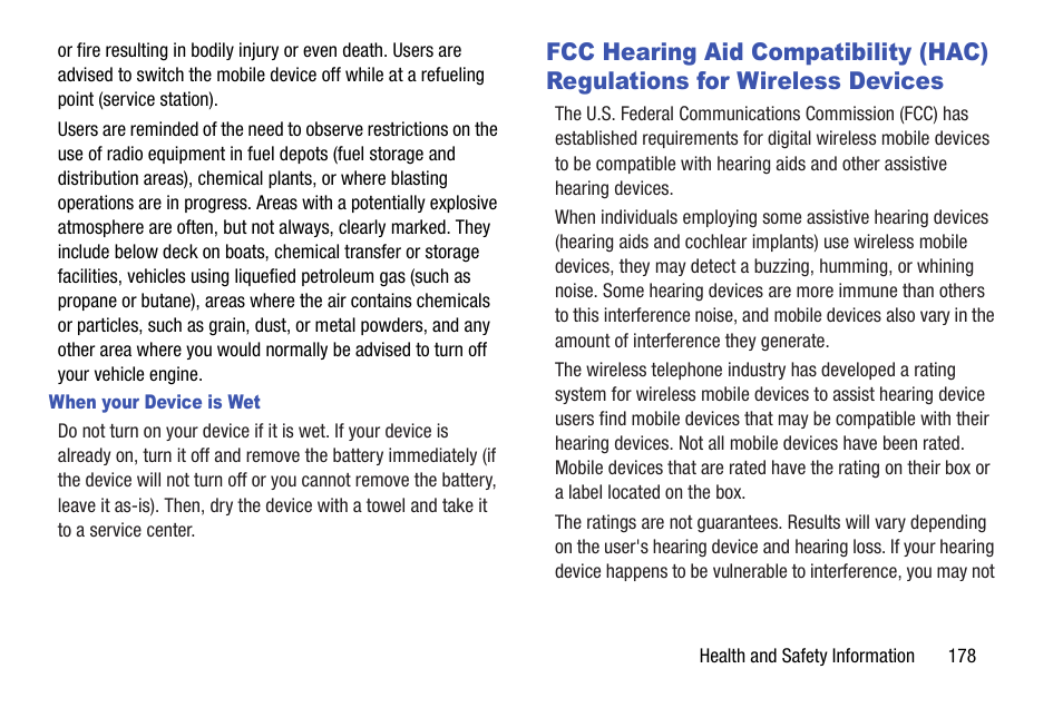 Fcc hearing aid compatibility (hac), Regulations for wireless devices | Samsung SCH-I535RWBVZW User Manual | Page 184 / 204