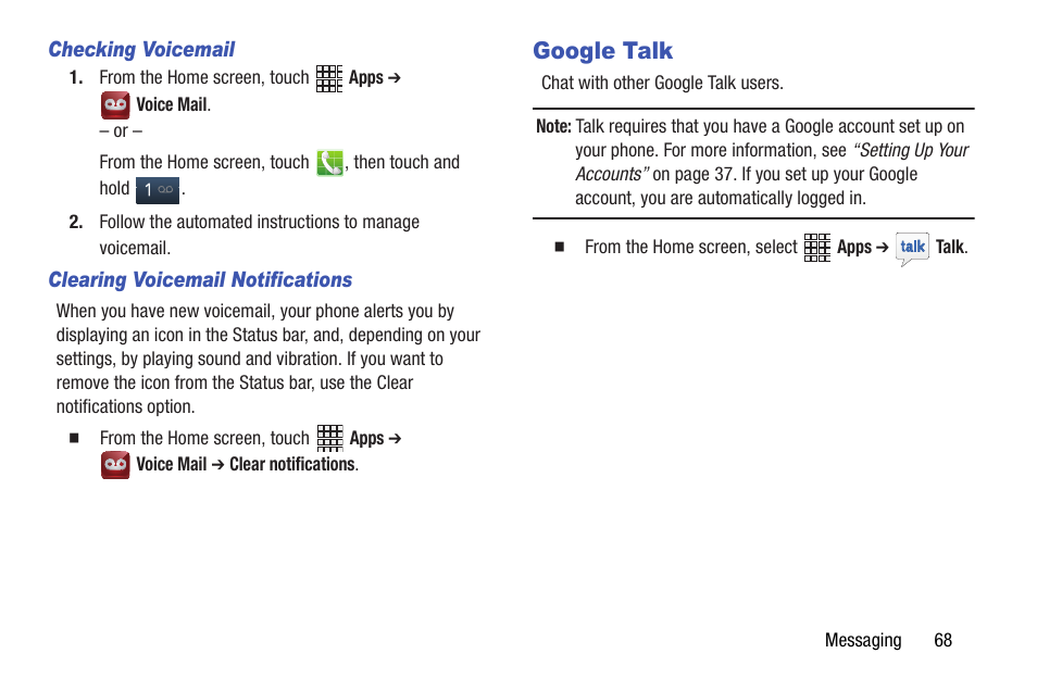 Google talk | Samsung SCH-I535RWBVZW User Manual | Page 74 / 204