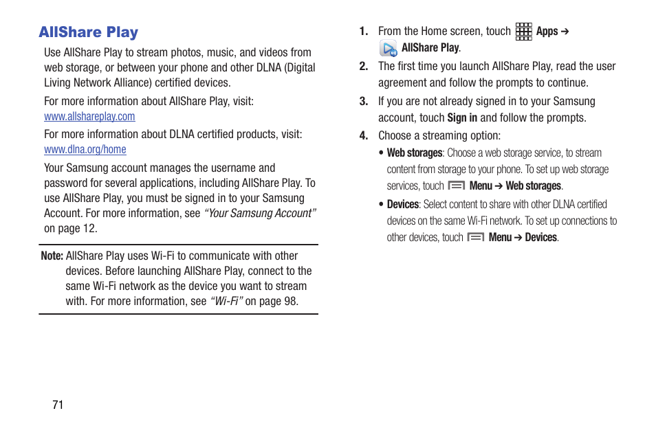 Allshare play | Samsung SCH-I535RWBVZW User Manual | Page 77 / 204