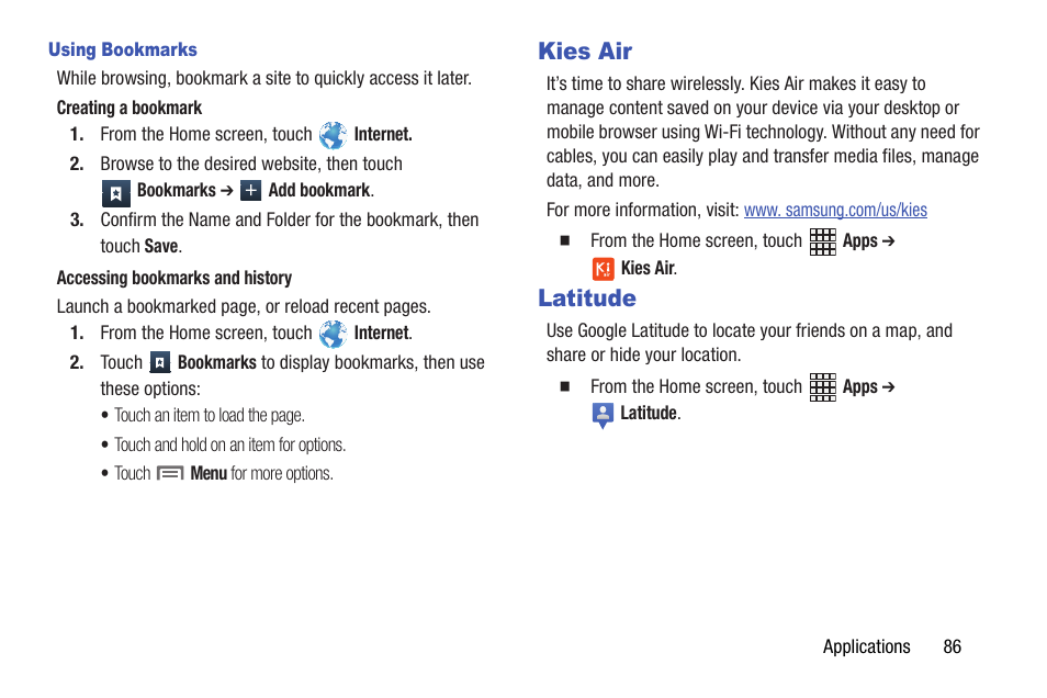 Kies air, Latitude, Kies air latitude | Samsung SCH-I535RWBVZW User Manual | Page 92 / 204