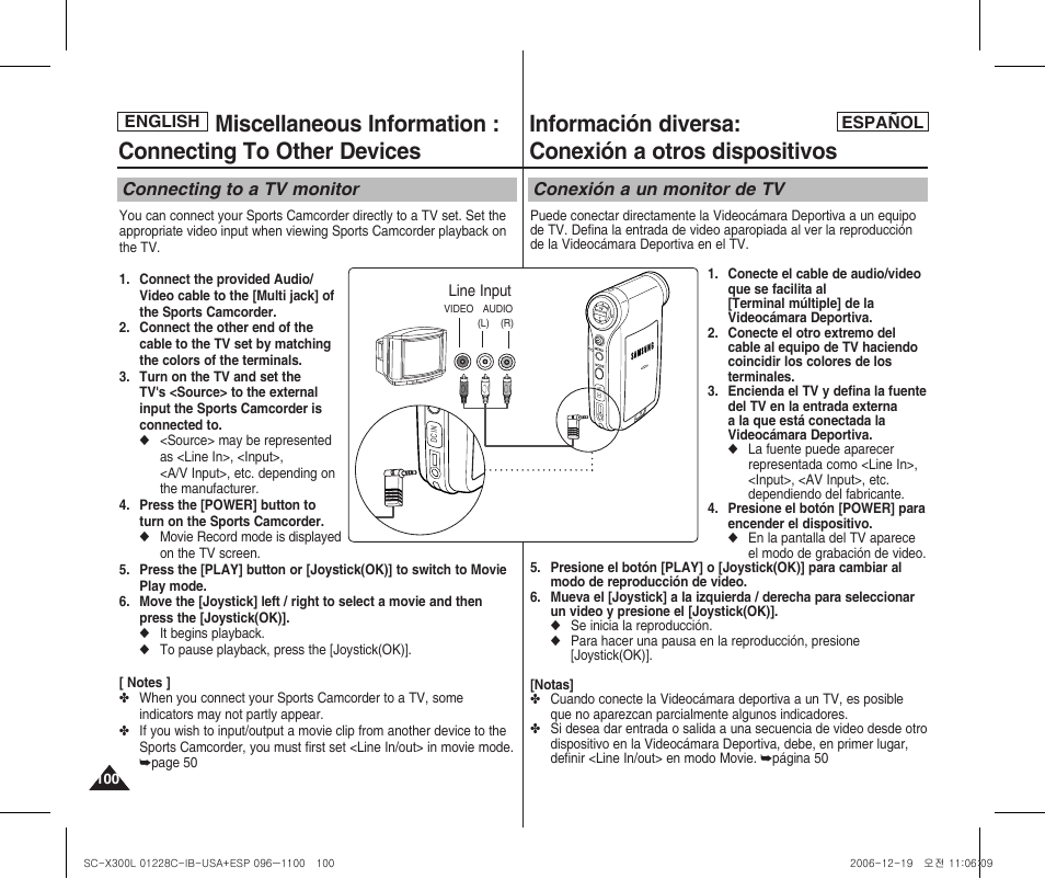 Información diversa: conexión a otros dispositivos | Samsung SC-X300L-XAA User Manual | Page 100 / 116