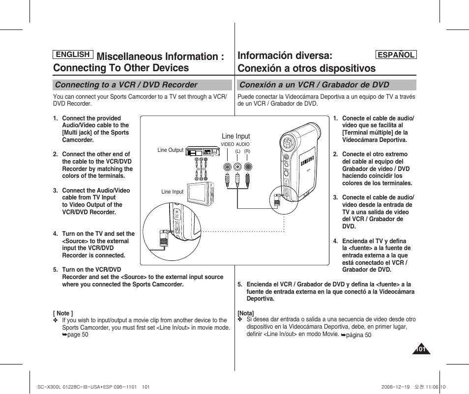 Información diversa: conexión a otros dispositivos | Samsung SC-X300L-XAA User Manual | Page 101 / 116