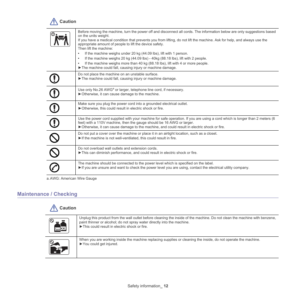 Maintenance / checking | Samsung SCX-8128NA-XAA User Manual | Page 12 / 178