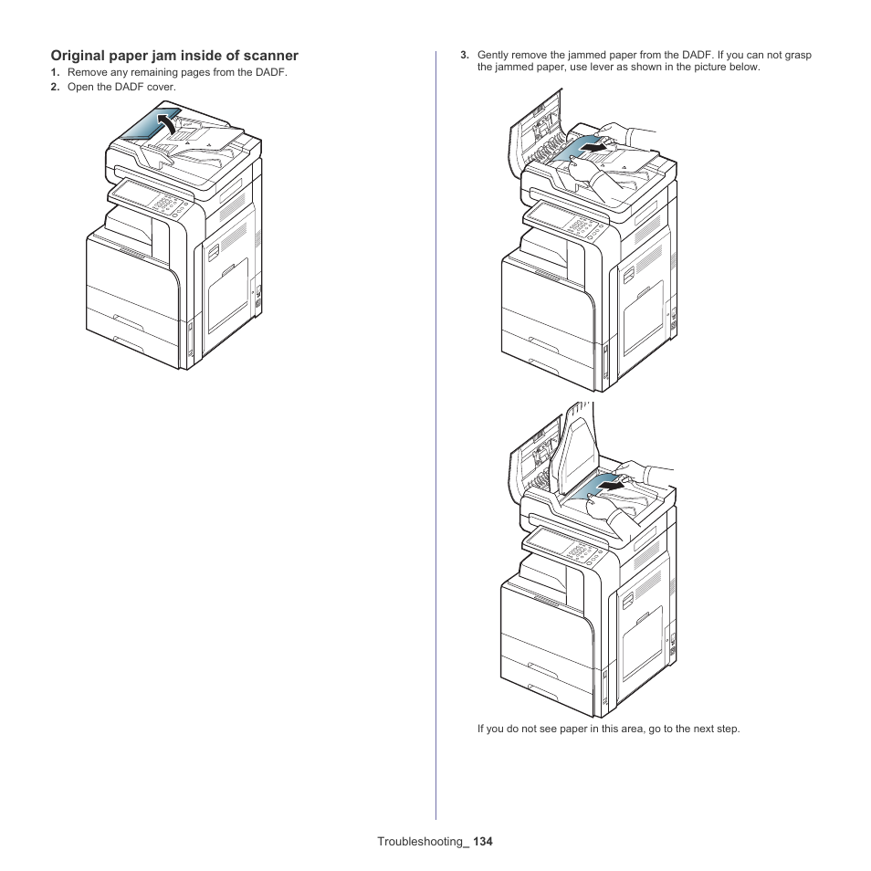 Original paper jam inside of scanner | Samsung SCX-8128NA-XAA User Manual | Page 134 / 178