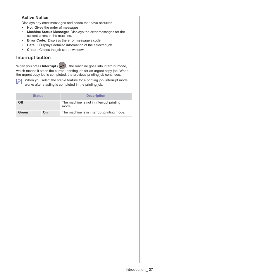 Interrupt button | Samsung SCX-8128NA-XAA User Manual | Page 37 / 178