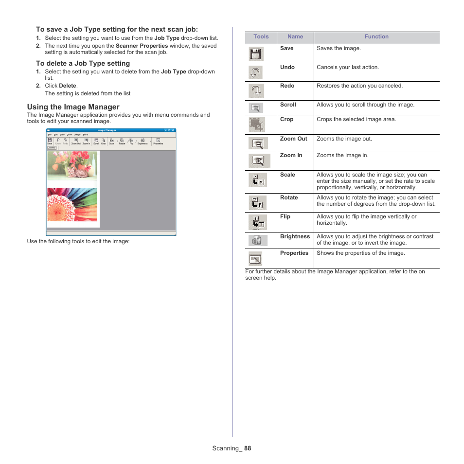 Using the image manager, Using the | Samsung SCX-8128NA-XAA User Manual | Page 88 / 178