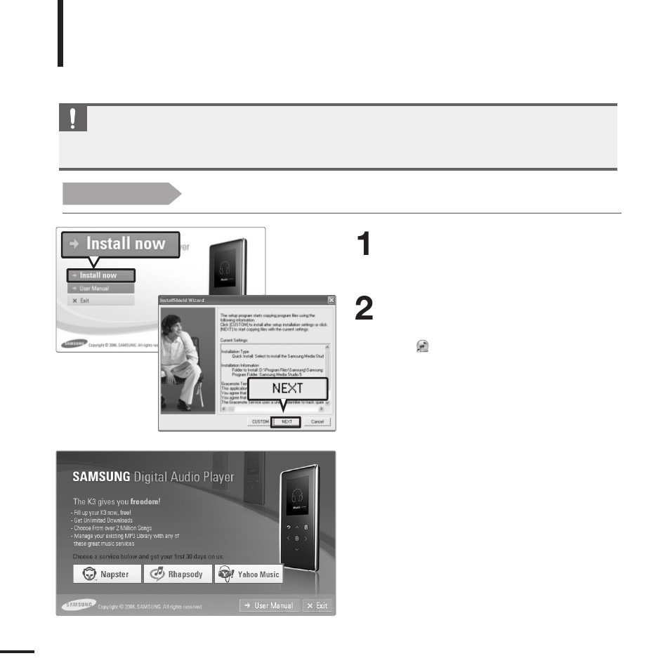 Chapter 2. loading your desired file, Installing samsung media studio | Samsung YP-K3JAB-XAA User Manual | Page 16 / 59