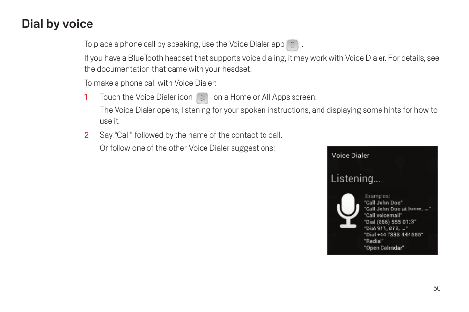 Dial by voice, Dial by voice 50 | Samsung SCH-I515MSAVZW User Manual | Page 53 / 107