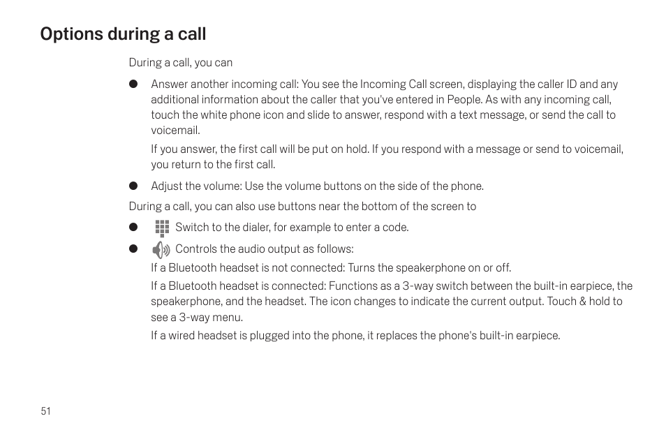 Options during a call, Options during a call 51 | Samsung SCH-I515MSAVZW User Manual | Page 54 / 107
