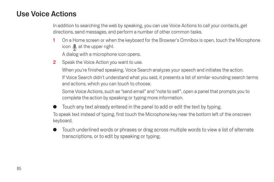 Use voice actions, Use voice actions 85 | Samsung SCH-I515MSAVZW User Manual | Page 88 / 107