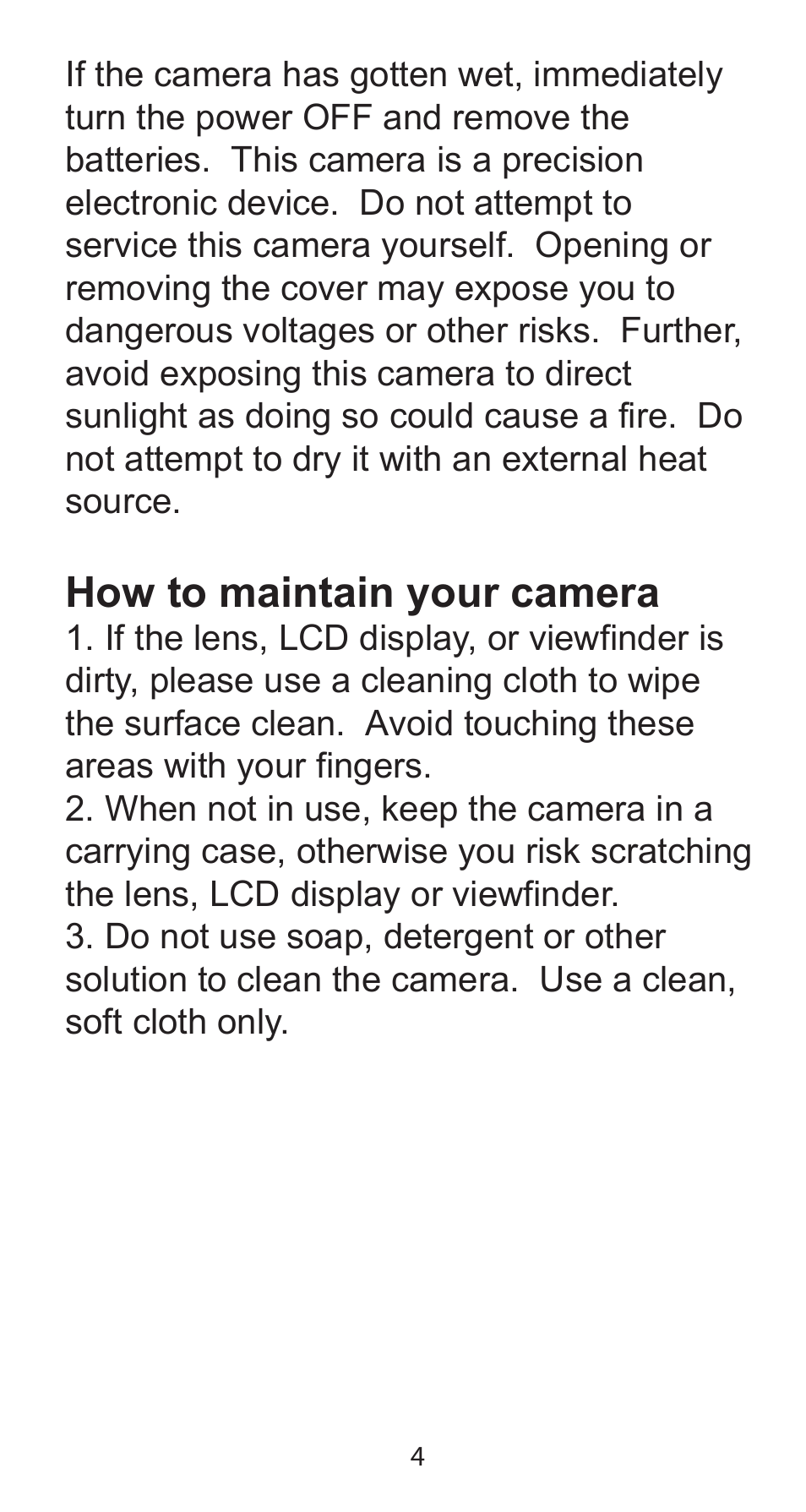 How to maintain your camera | Argus Camera Argus DC-5195 User Manual | Page 4 / 15