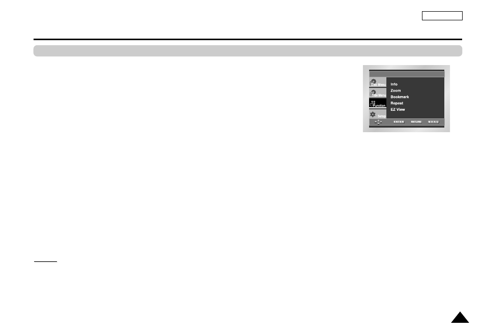 Using the function menu | Samsung DVD-L1200-XAA User Manual | Page 34 / 65