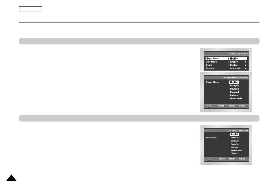 Setting up the language features | Samsung DVD-L1200-XAA User Manual | Page 51 / 65