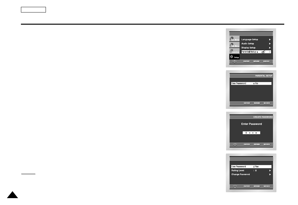 Setting up the parental control | Samsung DVD-L1200-XAA User Manual | Page 55 / 65