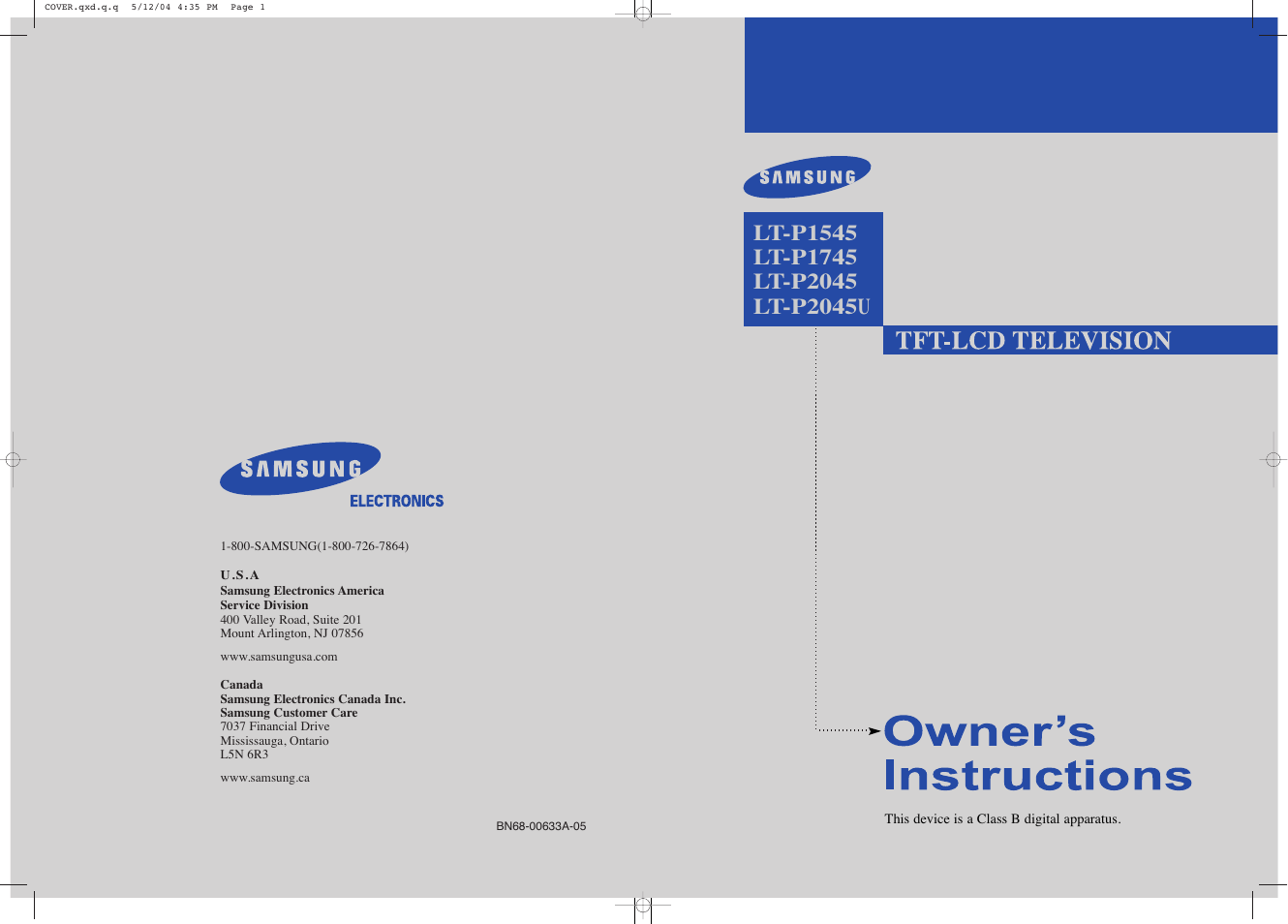 Samsung LTP1745X-XAC User Manual | 66 pages