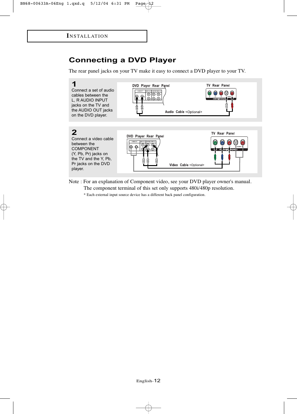 Connecting a dvd player | Samsung LTP1745X-XAC User Manual | Page 16 / 66