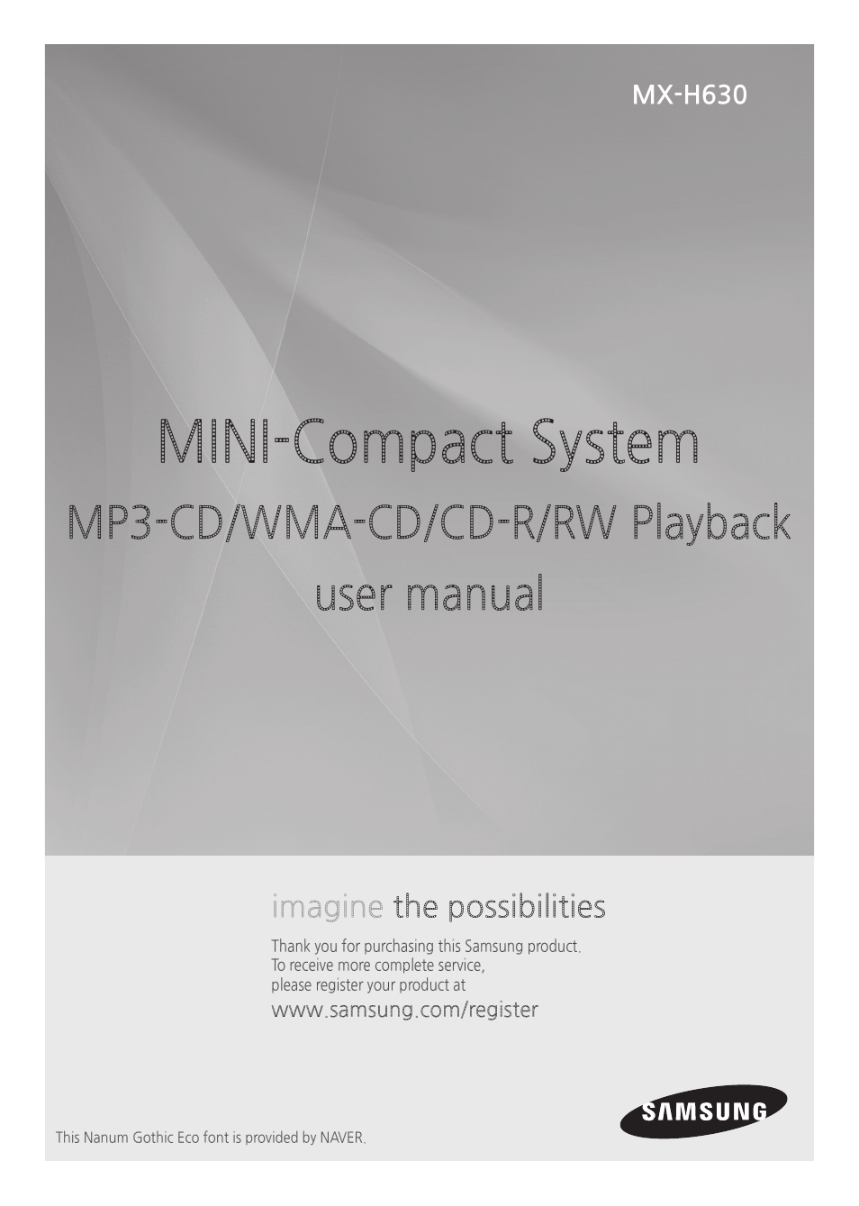 Samsung MX-H630-ZA User Manual | 20 pages