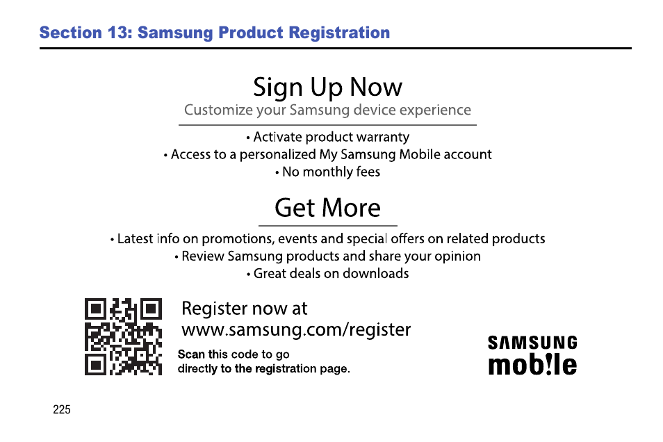 Section 13: samsung product registration, Section 13: samsung product, Registration | Samsung SGH-I747RWBATT User Manual | Page 232 / 239