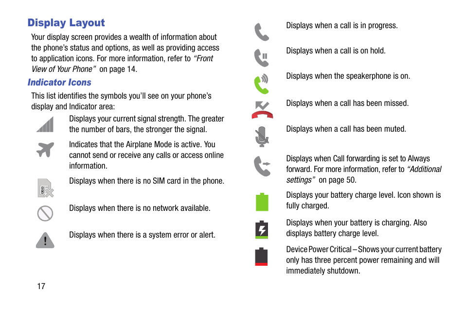 Display layout | Samsung SGH-I747RWBATT User Manual | Page 24 / 239