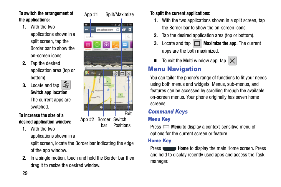 Menu navigation | Samsung SGH-I747RWBATT User Manual | Page 36 / 239