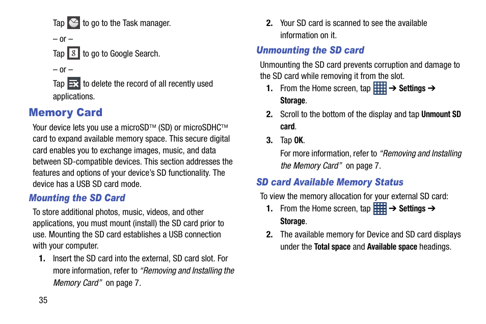 Memory card | Samsung SGH-I747RWBATT User Manual | Page 42 / 239