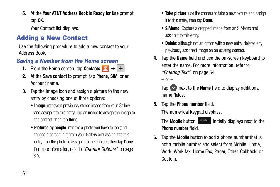 Adding a new contact | Samsung SGH-I747RWBATT User Manual | Page 68 / 239