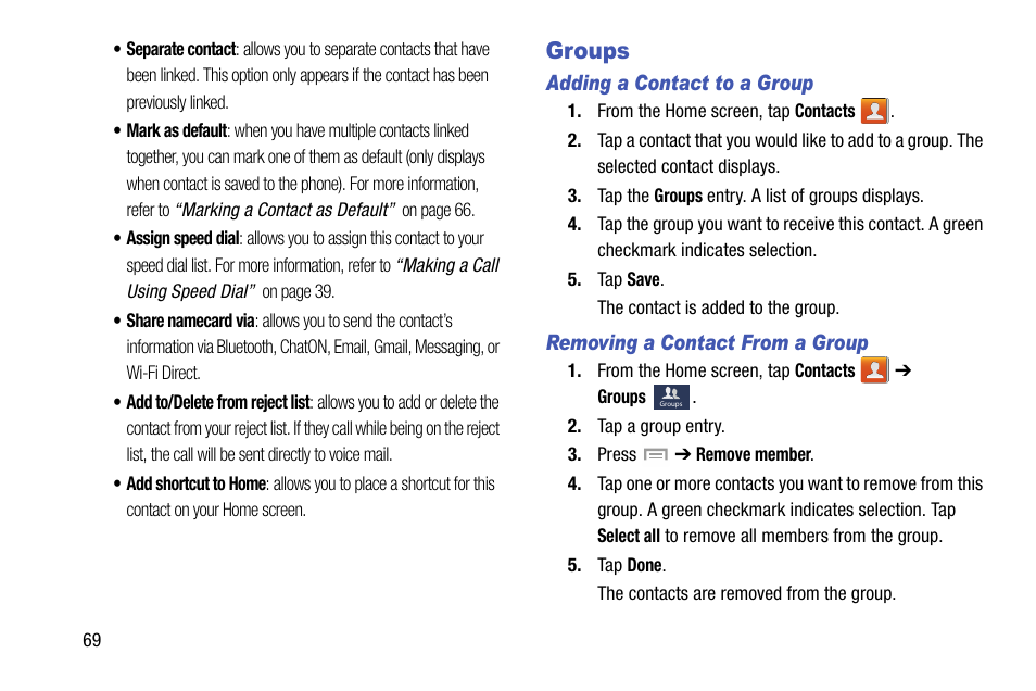 Groups | Samsung SGH-I747RWBATT User Manual | Page 76 / 239